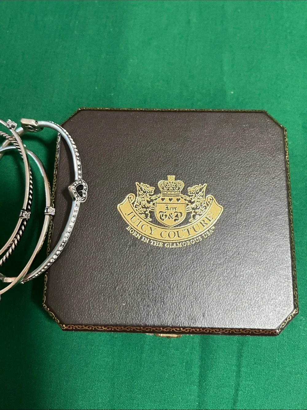 Juicy Couture Silver Tone Stacked Bangle Bracelet Set of 5.